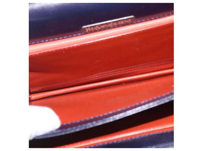 Autre Marque Saint Laurent Shoulder Bag Leather Navy Gold Tone - vista 21