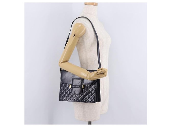 Autre Marque Saint Laurent Shoulder Bag Leather Navy Gold Tone - vista 26
