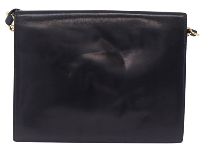 Autre Marque Saint Laurent Shoulder Bag Leather Navy Gold Tone - vista 3