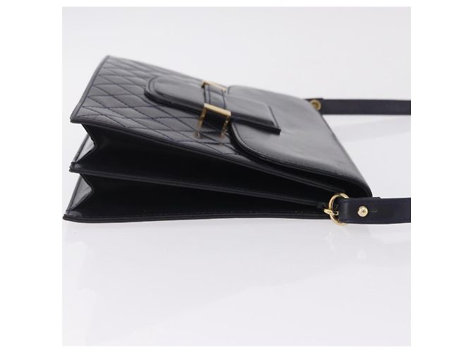 Autre Marque Saint Laurent Shoulder Bag Leather Navy Gold Tone - vista 4