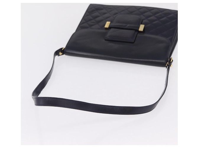 Autre Marque Saint Laurent Shoulder Bag Leather Navy Gold Tone - vista 7