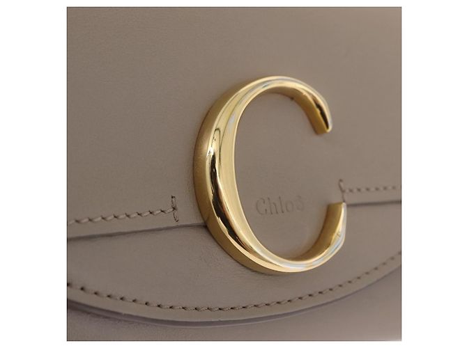 Chloé Chloe C Trifold Wallet Leather Beige Gold Tone - vista 12