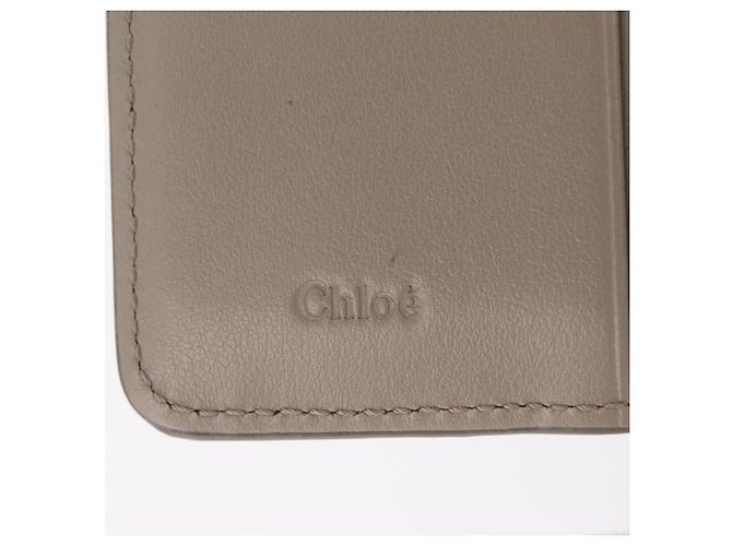 Chloé Chloe C Trifold Wallet Leather Beige Gold Tone - vista 14