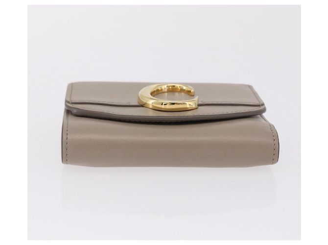 Chloé Chloe C Trifold Wallet Leather Beige Gold Tone - vista 7