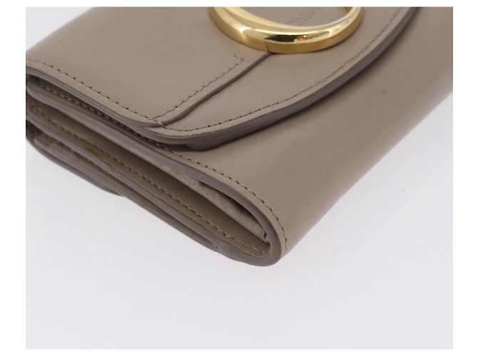 Chloé Chloe C Trifold Wallet Leather Beige Gold Tone - vista 8