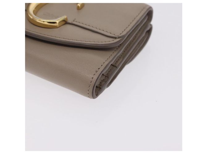 Chloé Chloe C Trifold Wallet Leather Beige Gold Tone - vista 9
