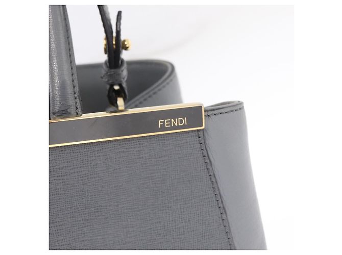 FENDI 2Jours Handtasche Leder 2way Blau Silber - Ansicht 18