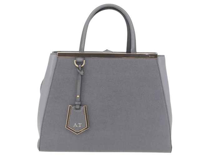 FENDI 2Jours Handtasche Leder 2way Blau Silber - Ansicht 2