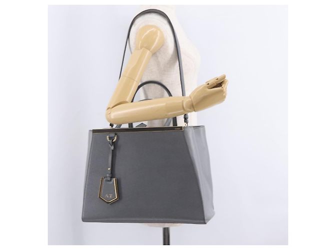 FENDI 2Jours Handtasche Leder 2way Blau Silber - Ansicht 29