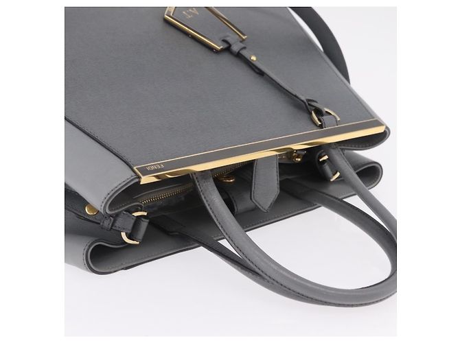FENDI 2Jours Handtasche Leder 2way Blau Silber - Ansicht 6