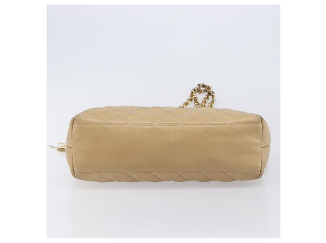 CHANEL Matelasse Chain Shoulder Bag Lamb Skin Beige Gold CC - vista 12