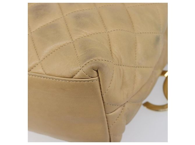 CHANEL Matelasse Chain Shoulder Bag Lamb Skin Beige Gold CC - vista 15