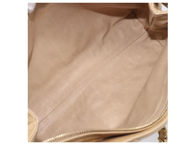 CHANEL Matelasse Chain Shoulder Bag Lamb Skin Beige Gold CC - vista 22