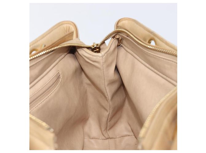 CHANEL Matelasse Chain Shoulder Bag Lamb Skin Beige Gold CC - vista 23