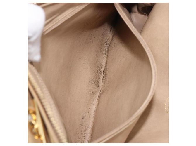 CHANEL Matelasse Chain Shoulder Bag Lamb Skin Beige Gold CC - vista 27