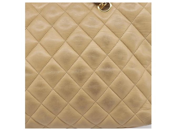 CHANEL Matelasse Chain Shoulder Bag Lamb Skin Beige Gold CC - vista 4