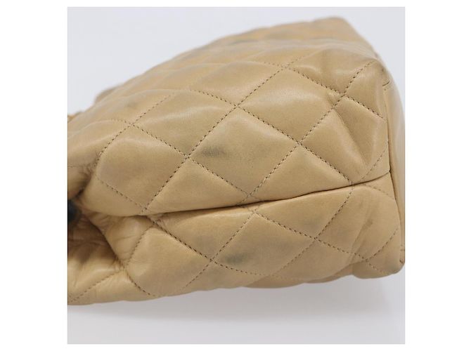 CHANEL Matelasse Chain Shoulder Bag Lamb Skin Beige Gold CC - vista 7
