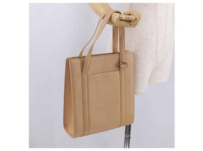 Cartier Tote Bag Leather Beige Silver - vista 24