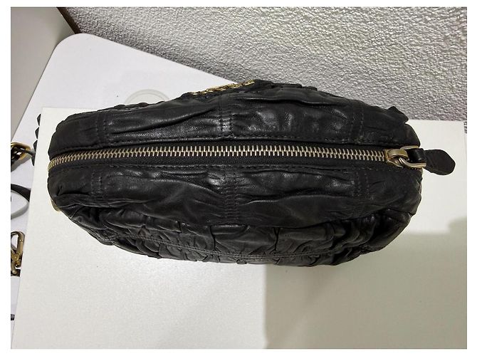 Prada Nappa Gaufre Mini Leather Crossbody Bag Black - view 4