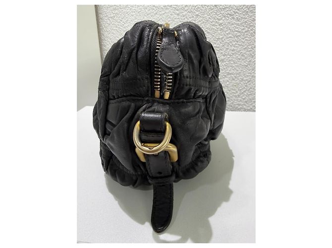 Prada Nappa Gaufre Mini Leather Crossbody Bag Black - view 5