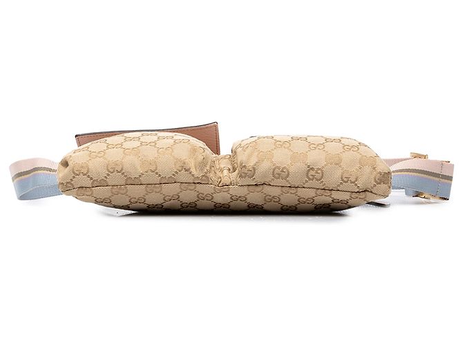 Bolso cinturón Gucci Beige GG Canvas Web con doble bolsillo - vista 3