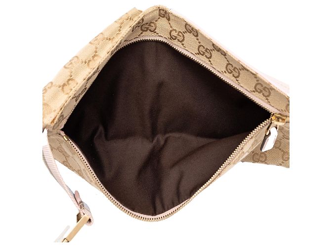 Bolso cinturón Gucci Beige GG Canvas Web con doble bolsillo - vista 4