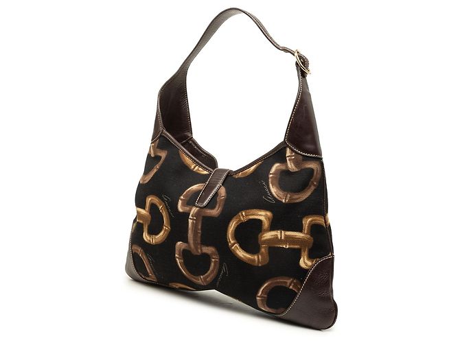 Gucci Black Horsebit Canvas Jackie O Bouvier Hobo - vista 2