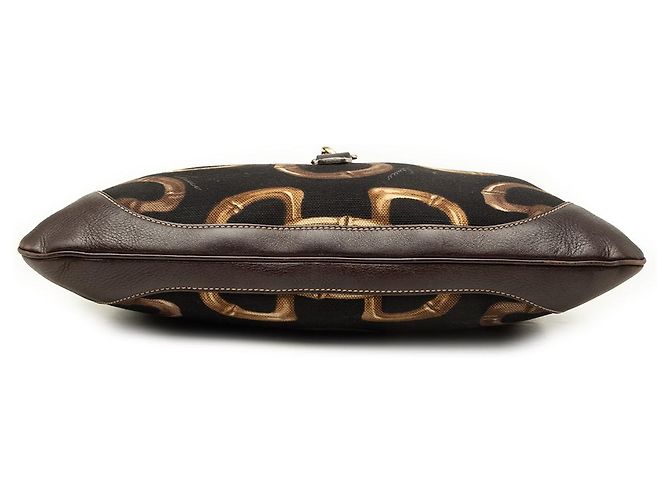 Gucci Black Horsebit Canvas Jackie O Bouvier Hobo - vista 3