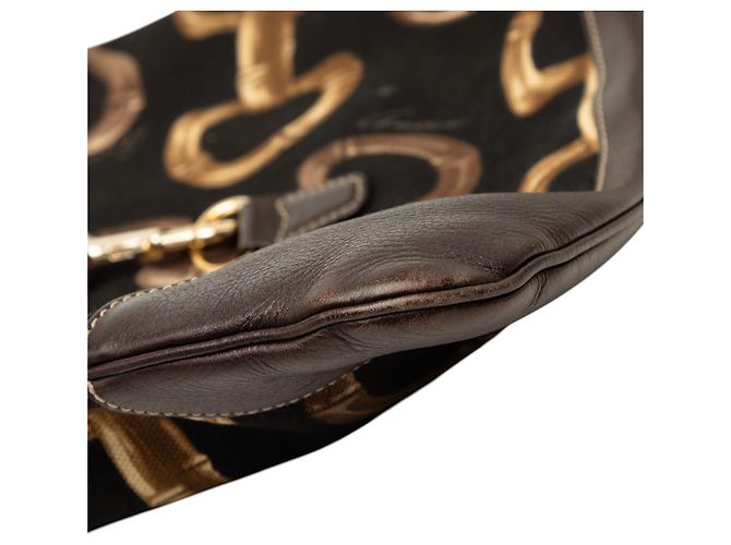 Gucci Black Horsebit Canvas Jackie O Bouvier Hobo - vista 7