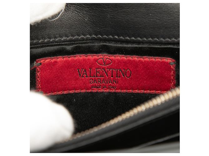 Portafoglio Rockstud Valentino in pelle nera con catena - vista 5