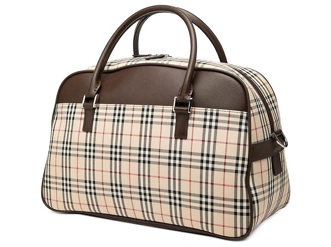 Borsa Boston Burberry Beige House Check Canvas - vista 2