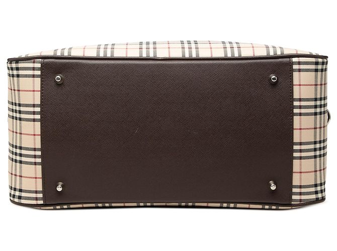 Borsa Boston Burberry Beige House Check Canvas - vista 3