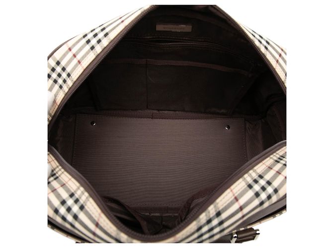 Borsa Boston Burberry Beige House Check Canvas - vista 4
