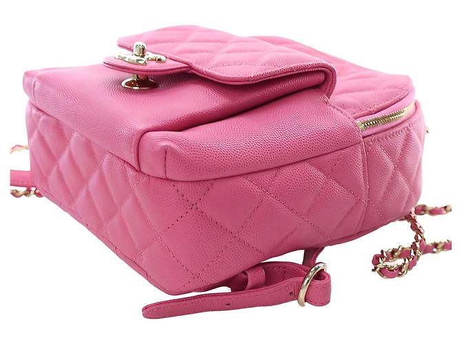 Zaino Chanel Pink Small Quilted Caviar CC Day Backpack - vista 11