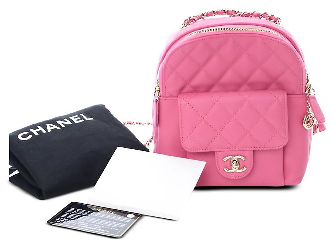 Zaino Chanel Pink Small Quilted Caviar CC Day Backpack - vista 6