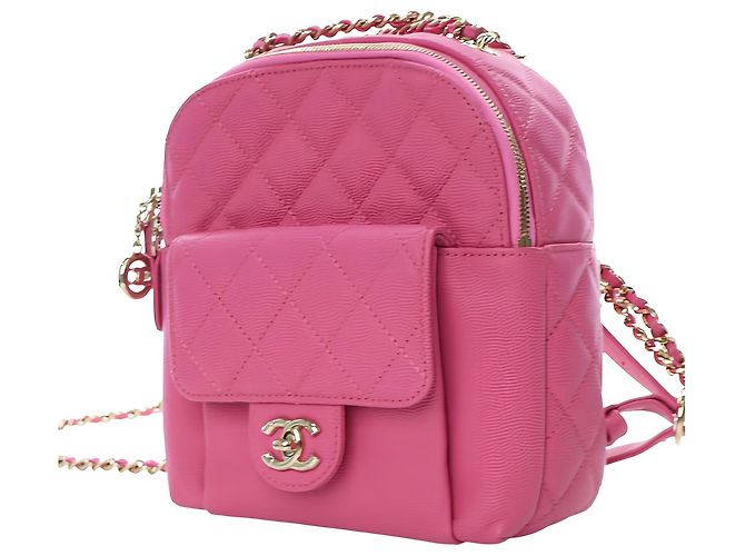 Zaino Chanel Pink Small Quilted Caviar CC Day Backpack - vista 8