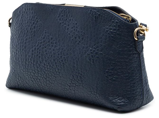 Burberry Blue Small Grain Check Embossed Leather Chichester Crossbody - vista 2