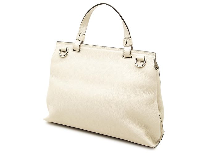 Bamboo Borsa Satchel Daily Gucci Piccola in Vitello Bianco con Bambù - vista 2