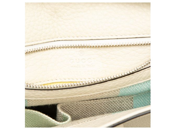 Bamboo Borsa Satchel Daily Gucci Piccola in Vitello Bianco con Bambù - vista 5
