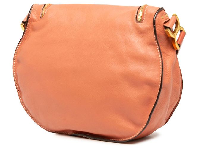Chloé Orange Medium Grained Calfskin Marcie Saddle Crossbody - vue 2