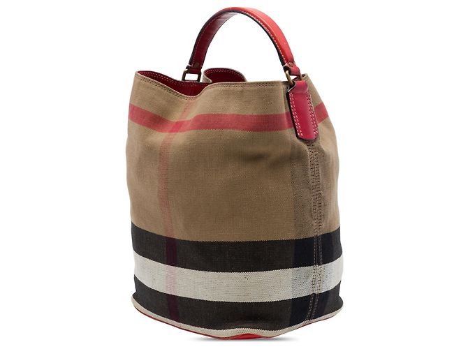 Borsa secchiello Burberry Ashby in tela Mega Check marrone Medium - vista 2