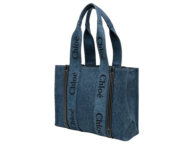 Sac Cabas Woody Chloé Blue Medium Denim - vue 2