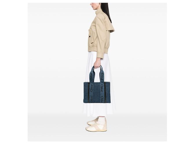 Sac Cabas Woody Chloé Blue Medium Denim - vue 5