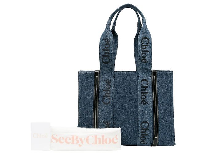 Sac Cabas Woody Chloé Blue Medium Denim - vue 6