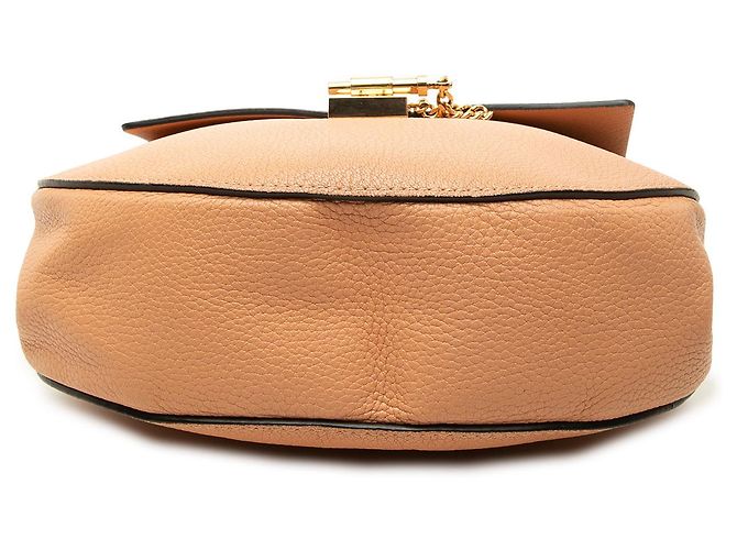 Chloé Drew Crossbody Piccola in Pelle di Agnello Martellata Marrone - vista 3