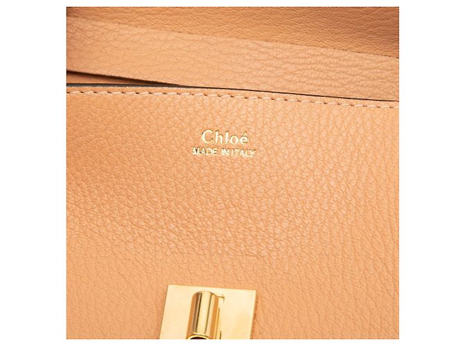 Chloé Drew Crossbody Piccola in Pelle di Agnello Martellata Marrone - vista 5