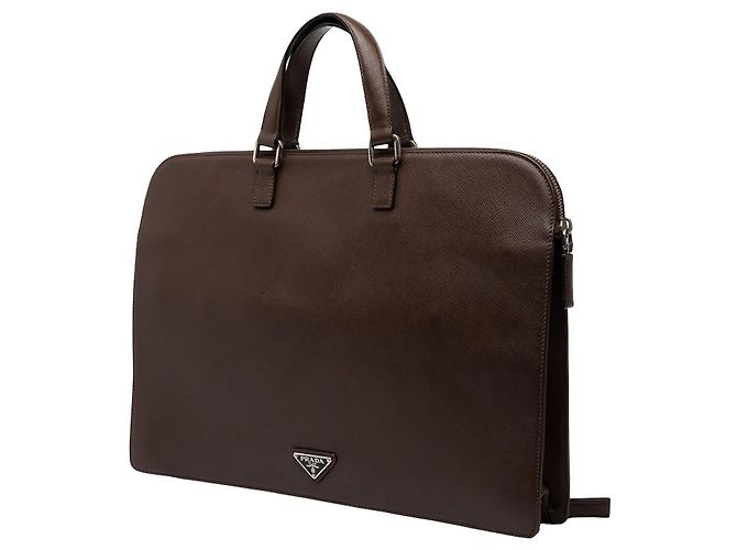 Prada Business-Tasche aus braunem Saffiano-Leder - Ansicht 2
