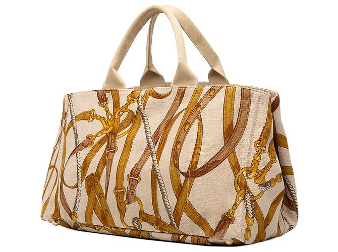 Prada Großer Tote aus Canapa Stampata Canvas Braun - Ansicht 2
