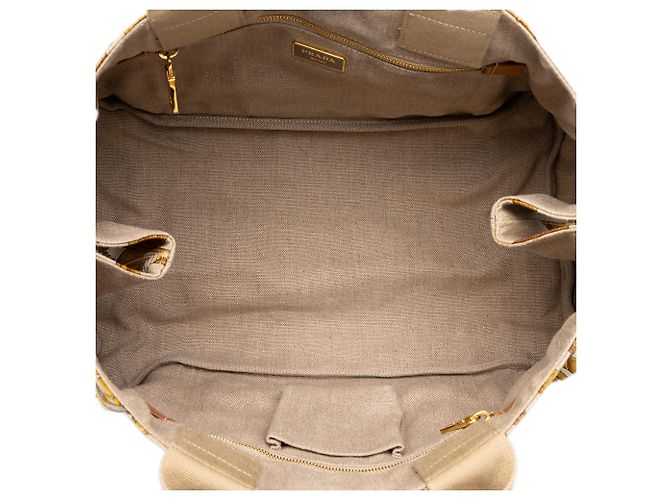 Prada Großer Tote aus Canapa Stampata Canvas Braun - Ansicht 4