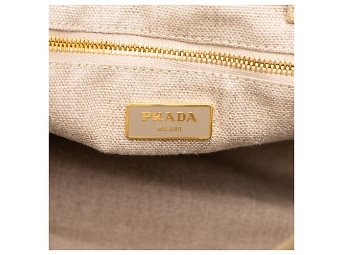 Prada Großer Tote aus Canapa Stampata Canvas Braun - Ansicht 5